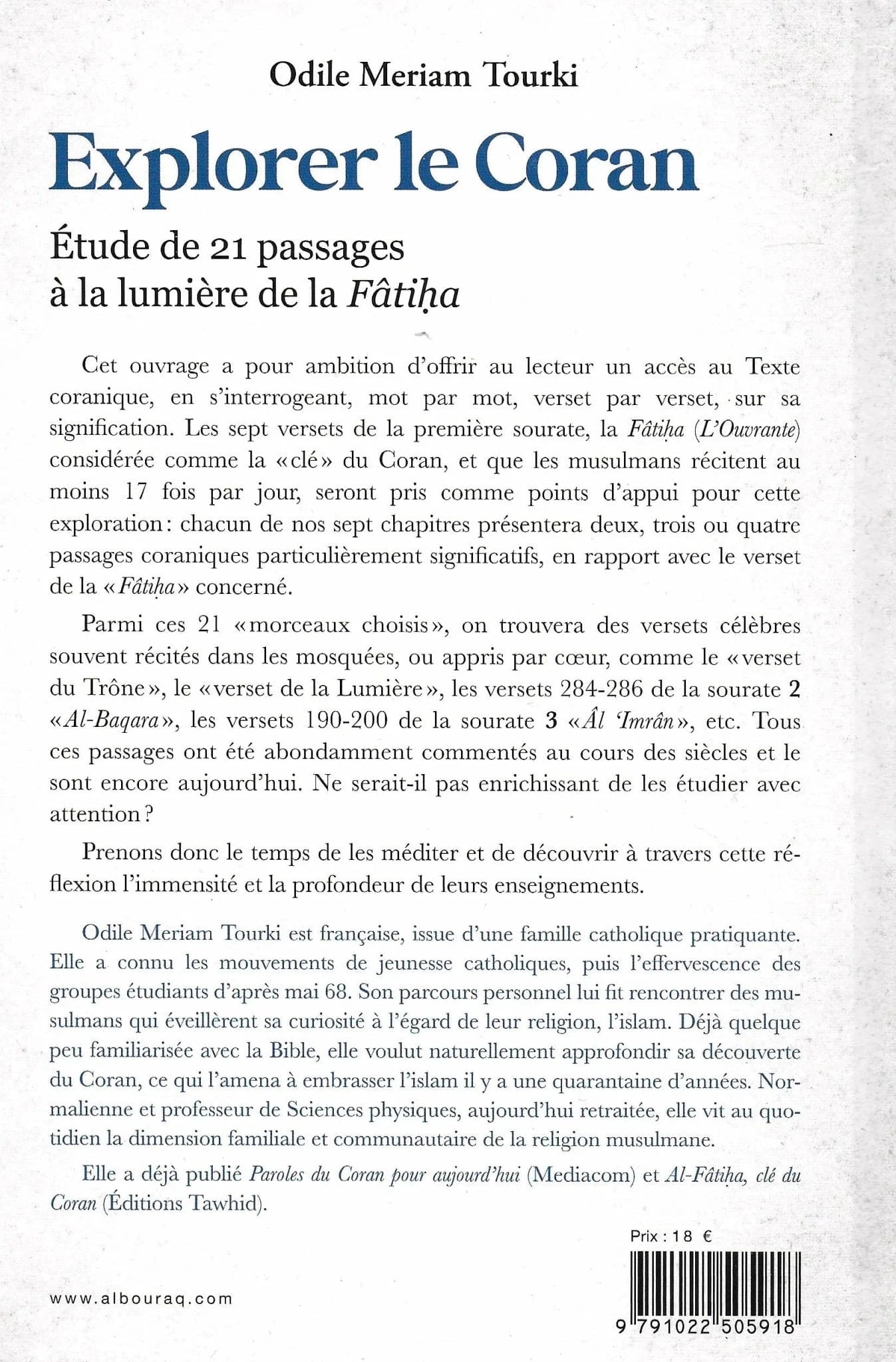Explorer le Coran - Étude de 21 passages à la lumière de la Fâtiha par Odile Meriam Tourki Al Bouraq Livre > Islam 9791022505918 Librairie Musulmane Al-imen
