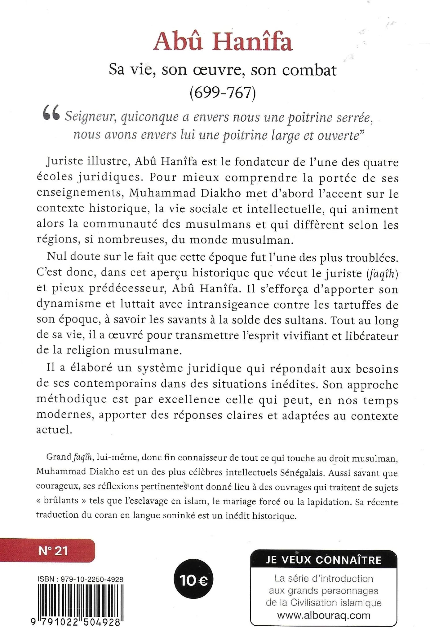 Abû Hanîfa – Sa vie, son oeuvre, son combat de Muhammad Diakho - Livres par édition par Al Bouraq disponible chez Al - imen