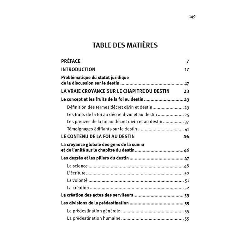 Comment comprendre le destin? - Muhammad Ibn Ibrâhîm al-Hamad - Editions Al-Hadîth Table des matières