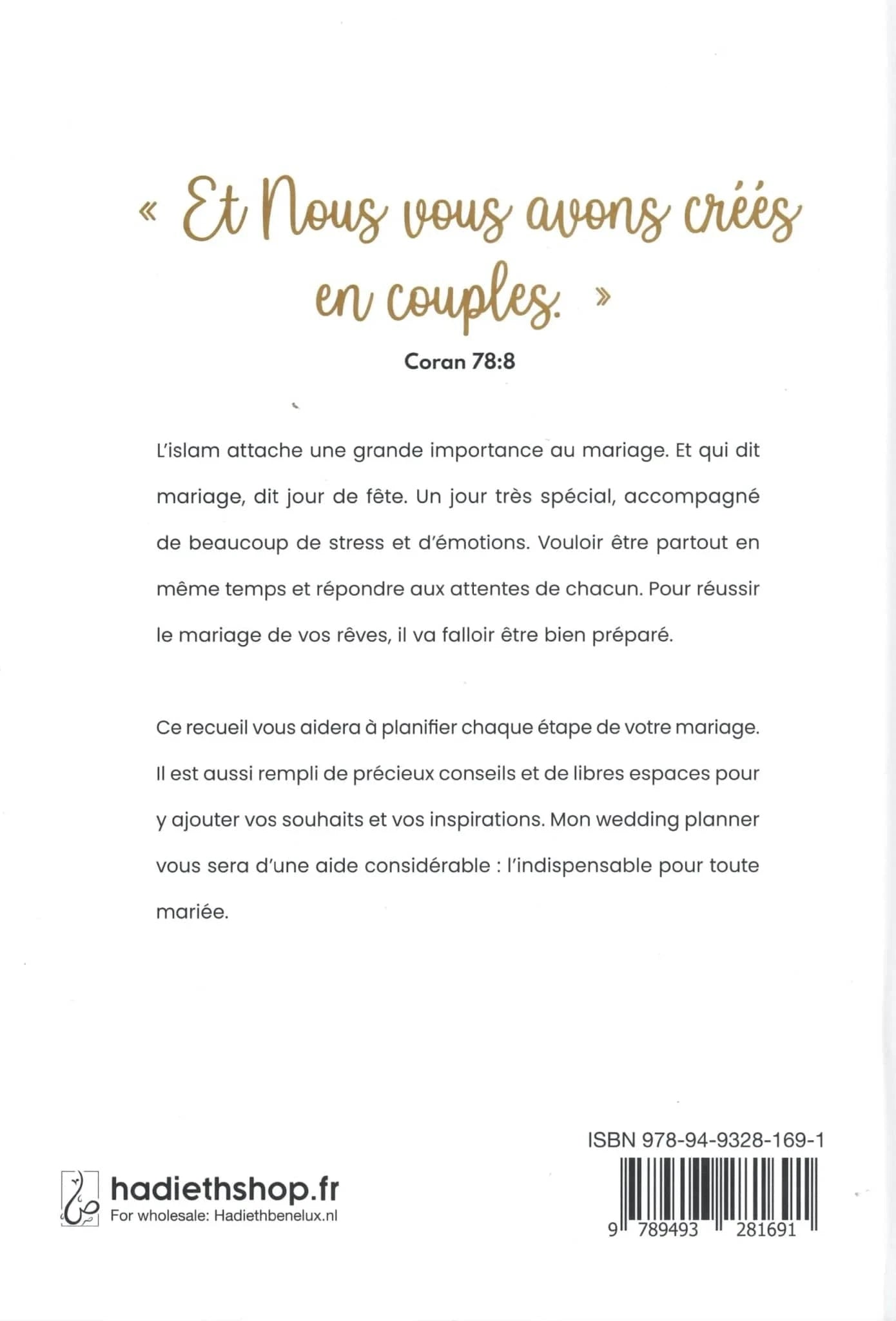 Mon Wedding Planner – Planificateur de Mariage Islamique Hadieth Benelux Livre > Islam 9789493281691 Librairie Musulmane Al-imen